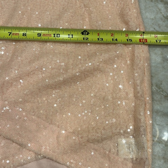 Tobi Deep V Sequin Mini Dress Pale Pink Size Small - Picture 12 of 14